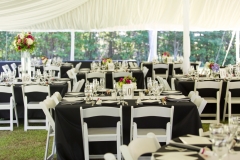 square tables with garden chairs