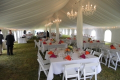 square tables in tent