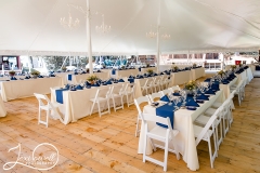 banquet tables with garden chairs